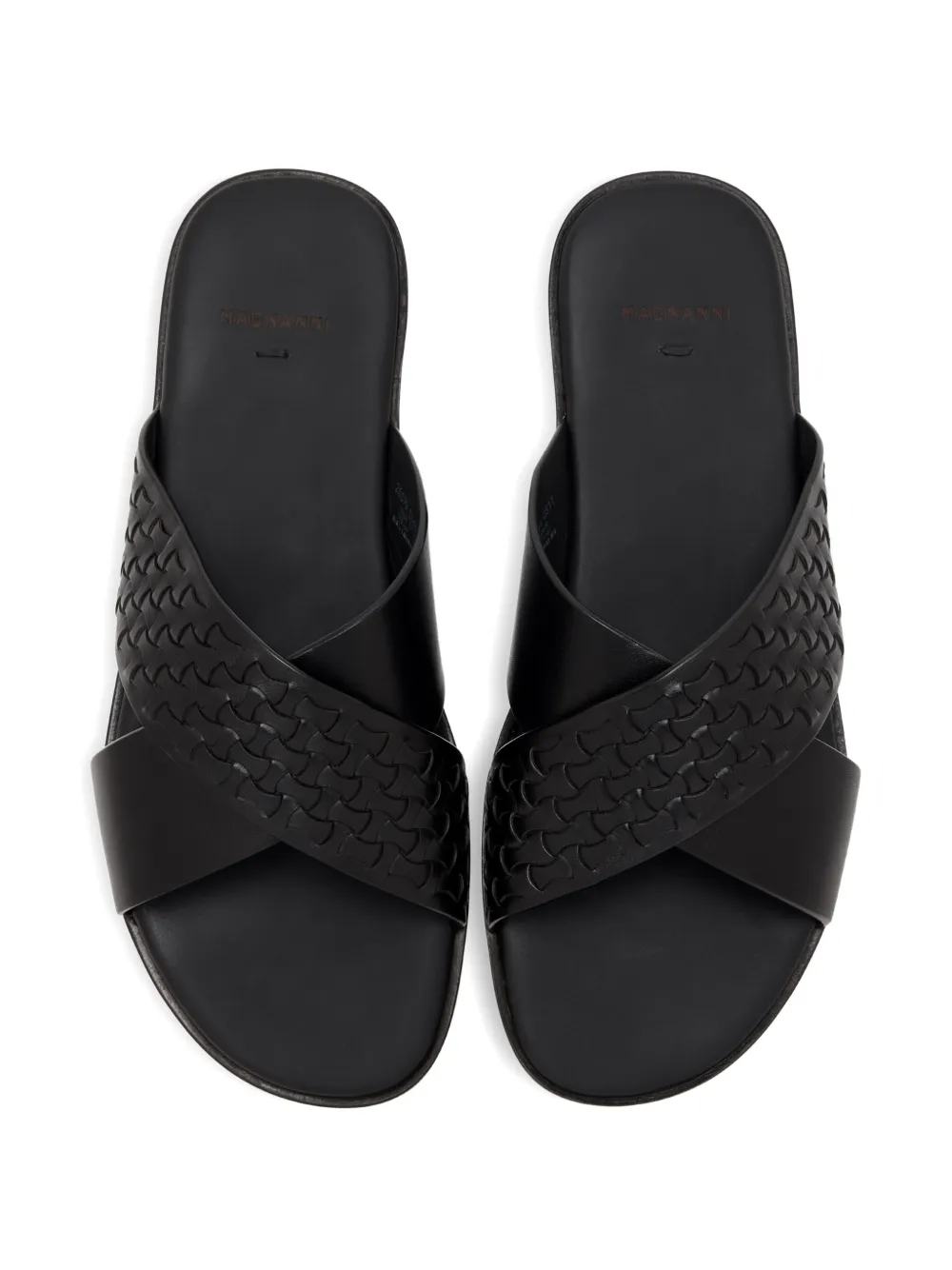 Magnanni Geweven leren sandalen Zwart