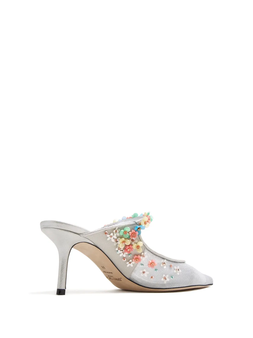 Jimmy Choo Bing floral appliqué mules Wit