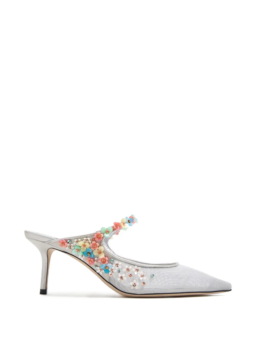 Jimmy Choo Bing floral appliqué mules Wit