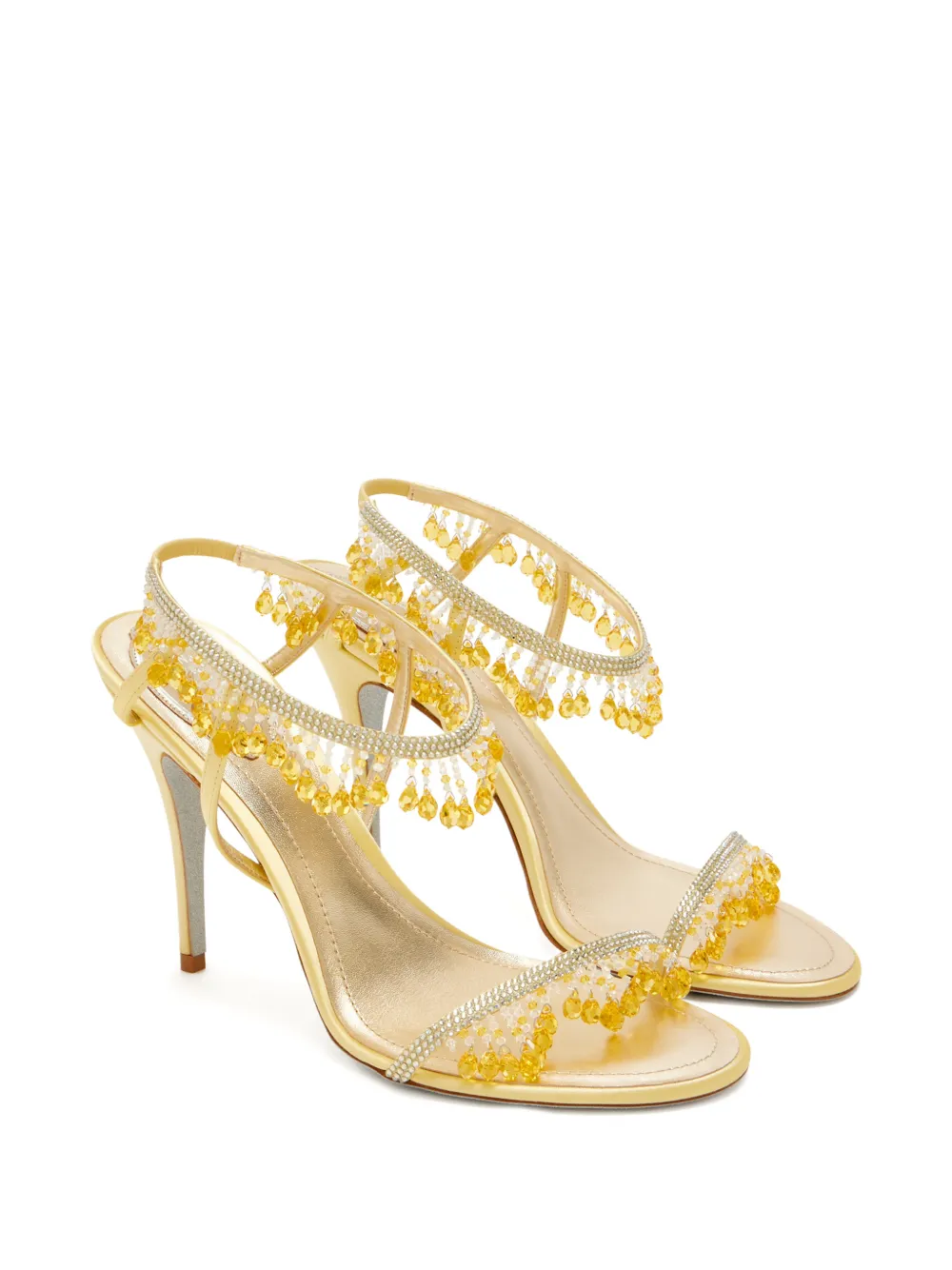 René Caovilla Jahanara beaded heeled sandals Geel