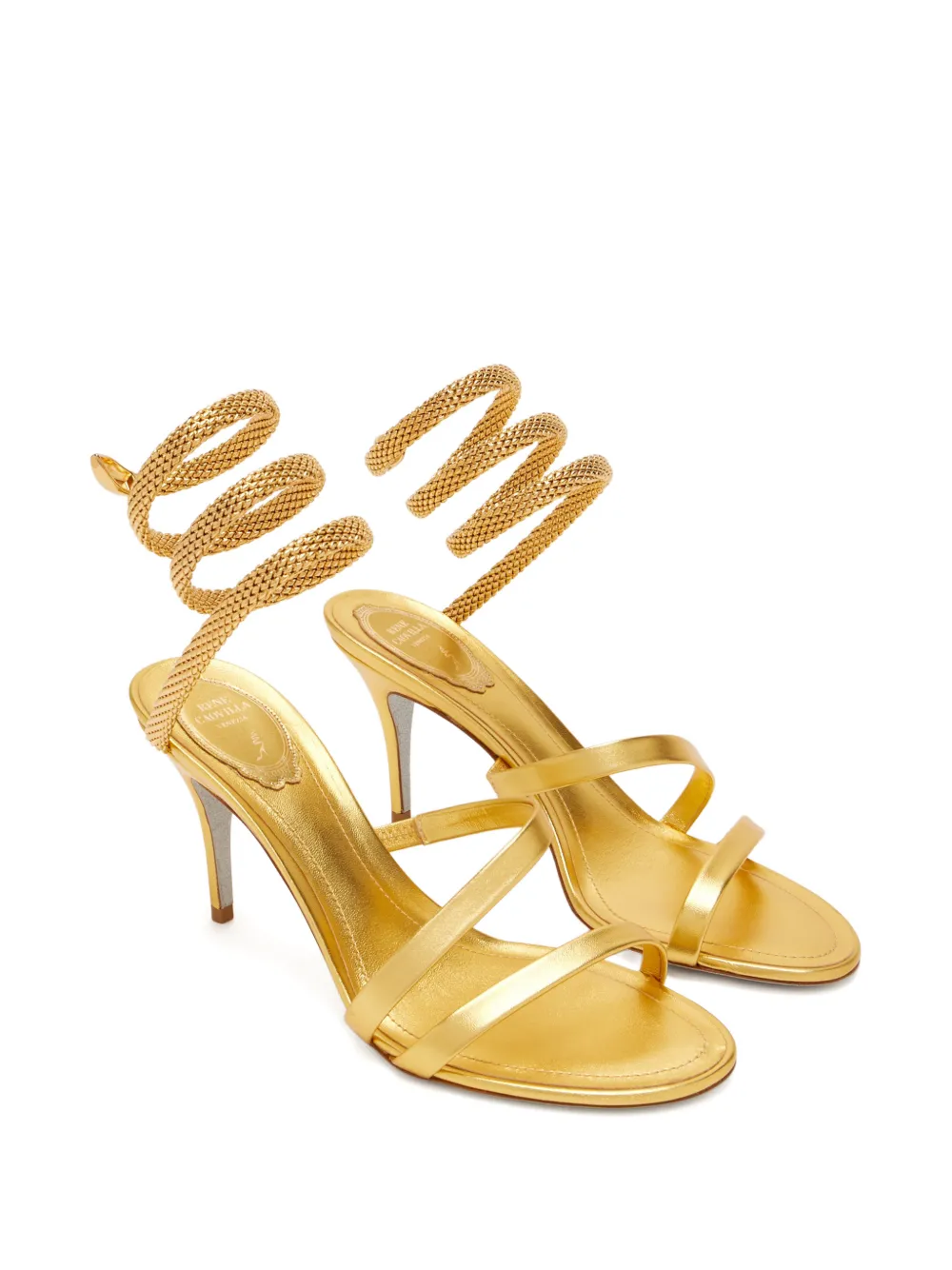 René Caovilla 80mm Cleo heeled sandals Goud