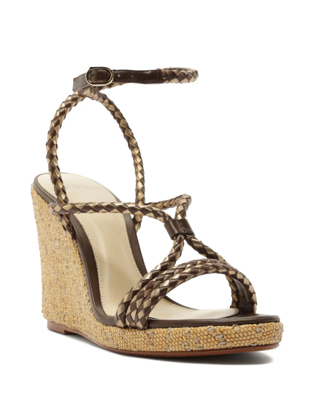 Alexandre Birman Elba gevlochten sandalen met sleehak Bruin