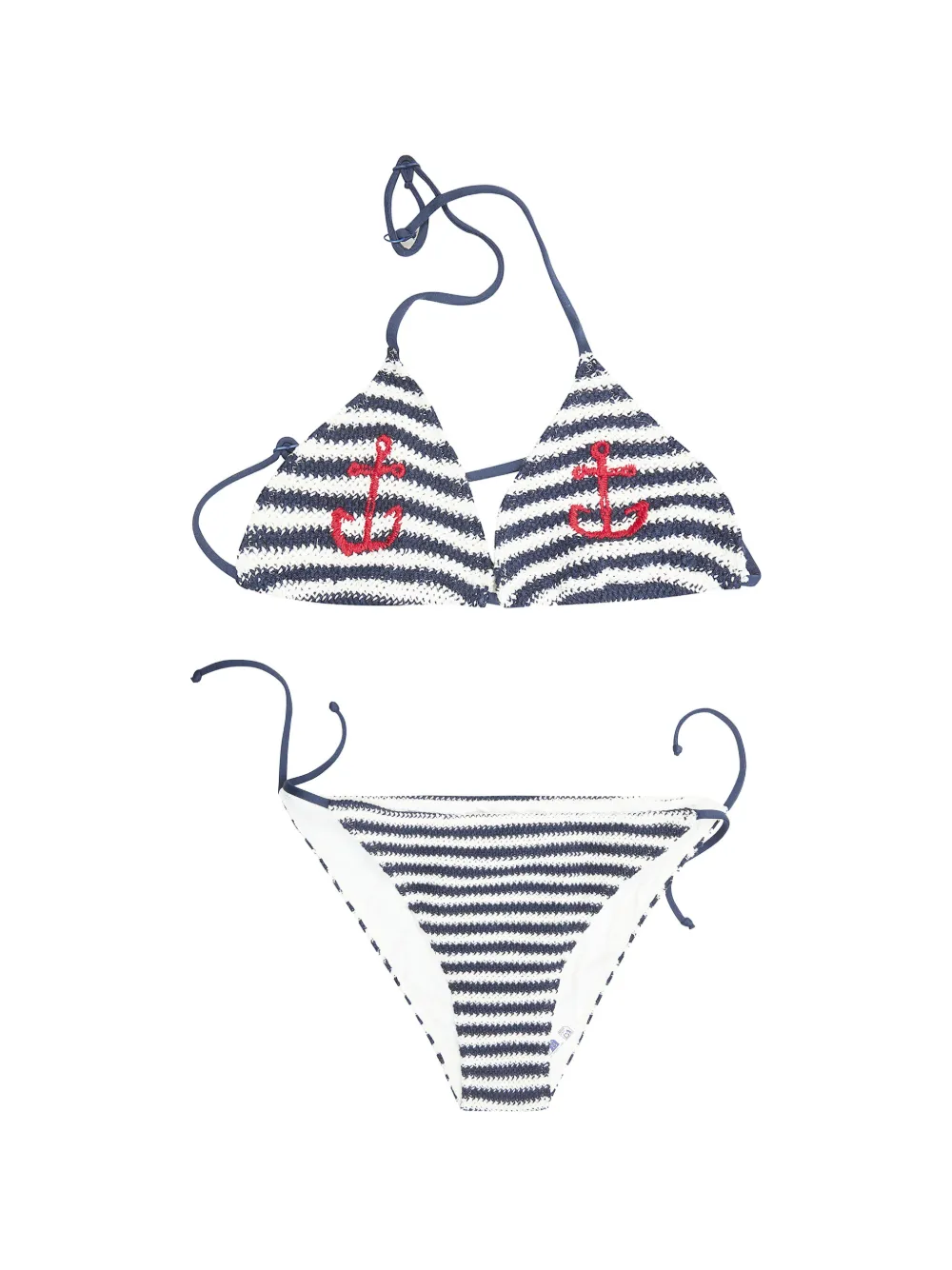 MC2 Saint Barth Kids Holly crochet stripes emb bikini - Weiß