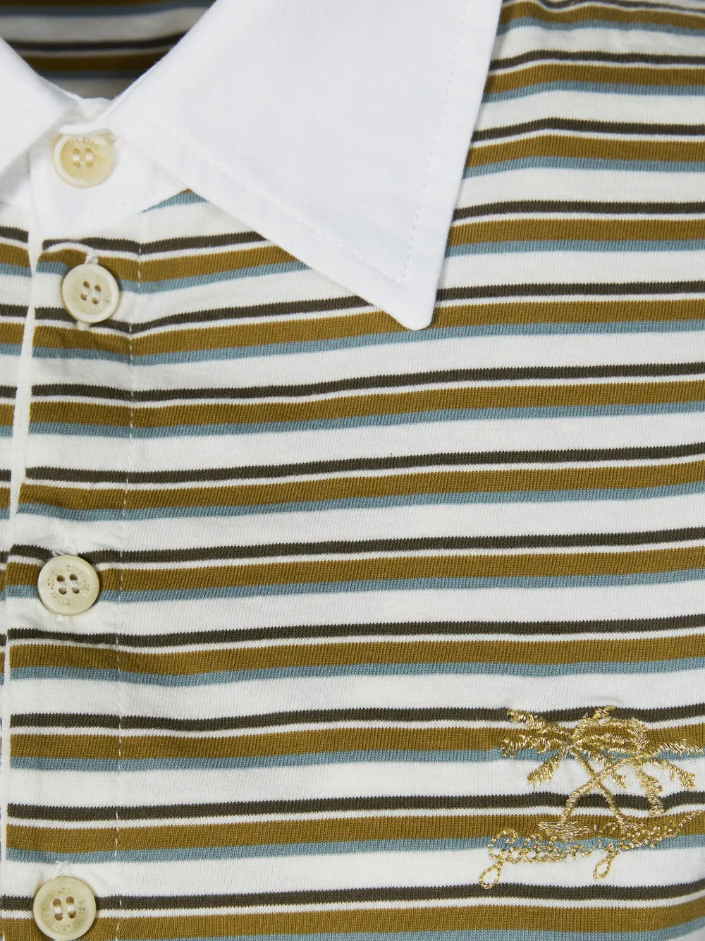 striped collared polo top