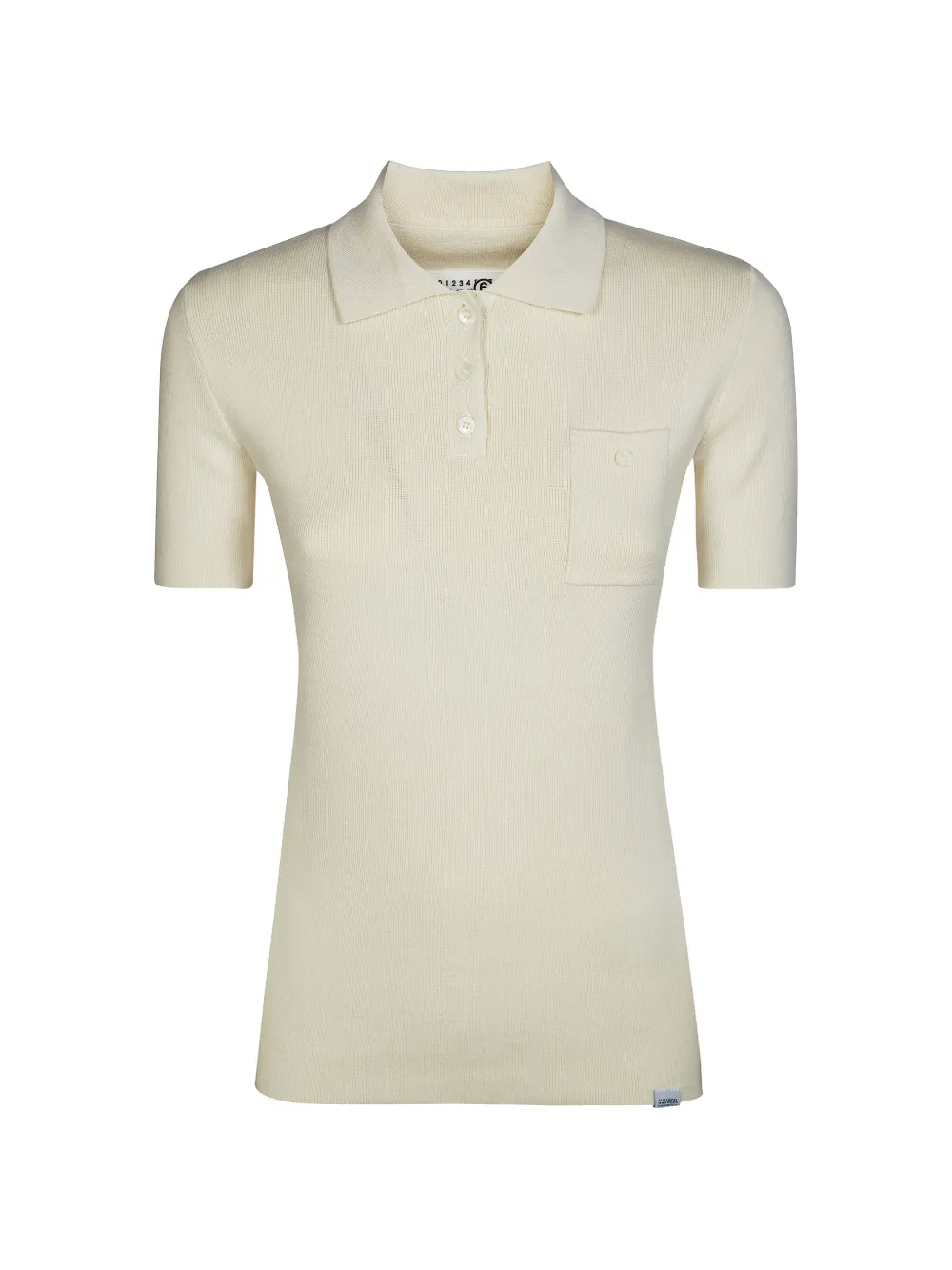 MM6 Maison Margiela ribbed-knit pocket polo shirt - Bianco