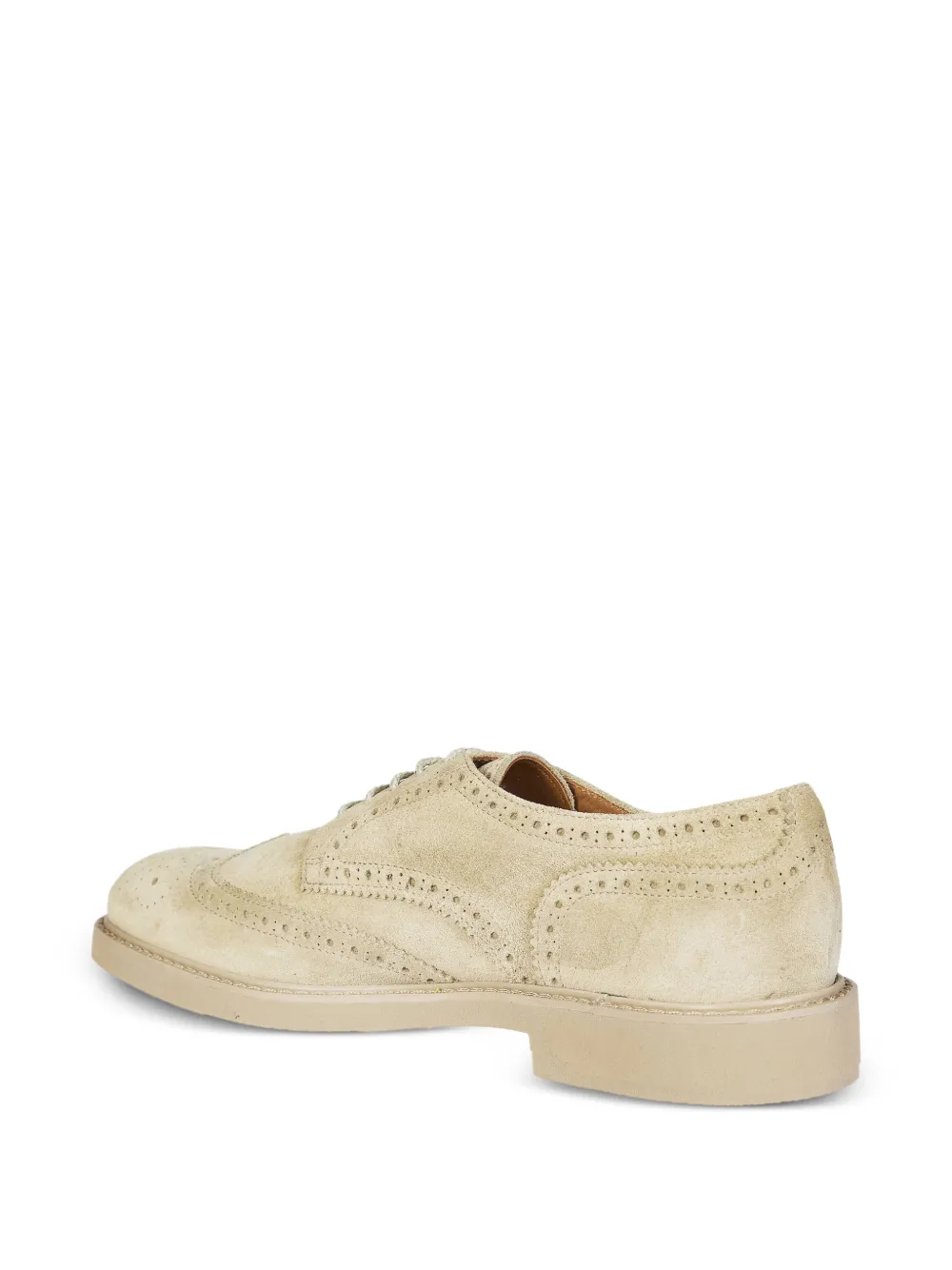 Doucal's brogue-detail suede derby shoes Beige
