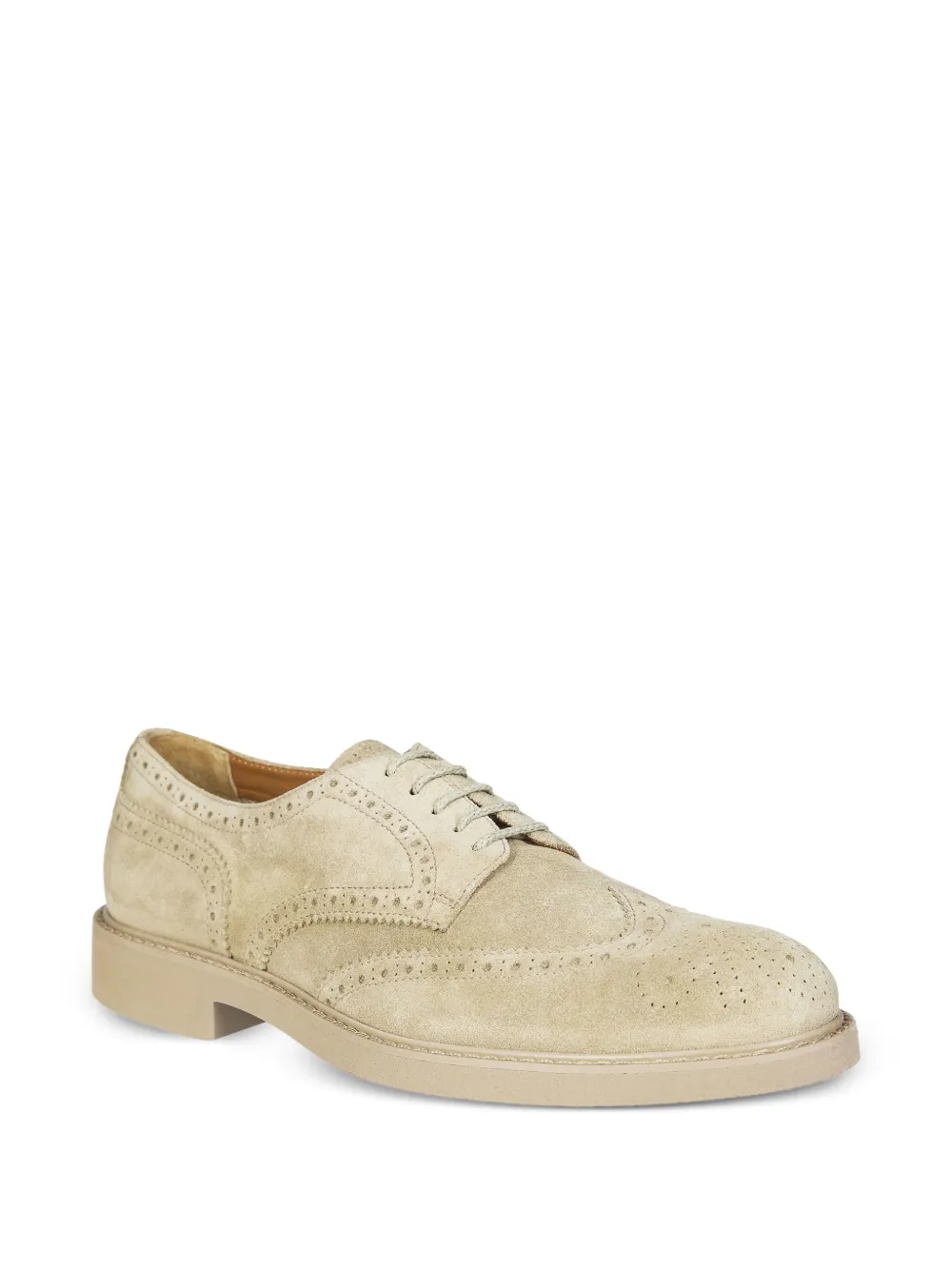 Doucal's brogue-detail suede derby shoes Beige