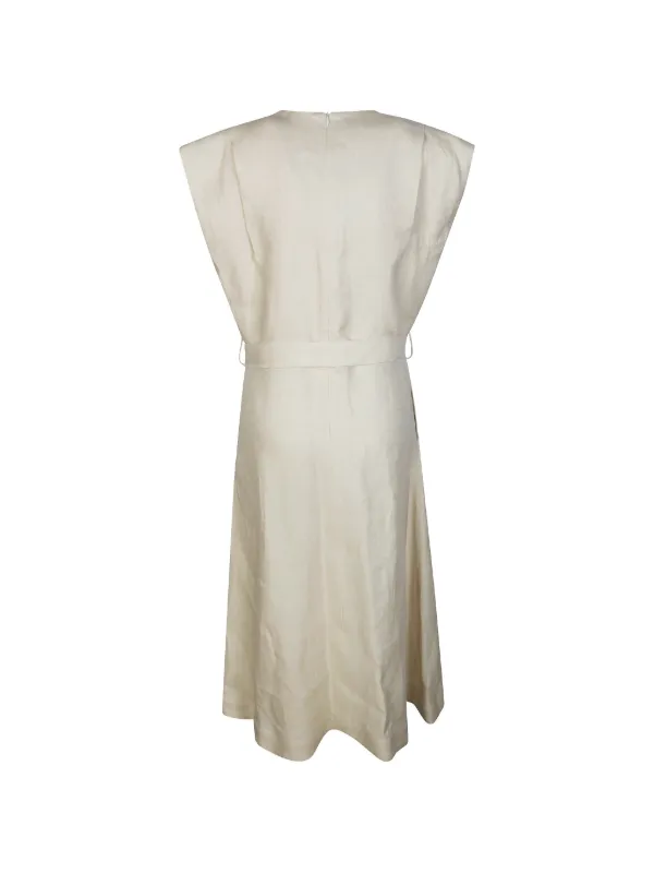 Incotex V-neck Tie Maxi Dress in White