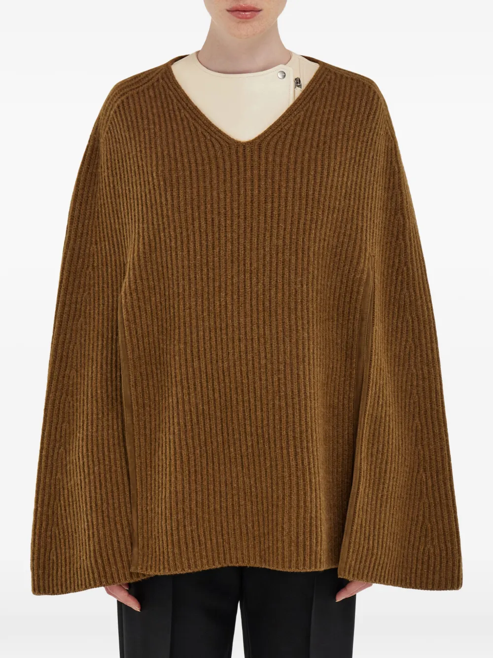  Ferragamo Cashmere Blend Cape - Brown 