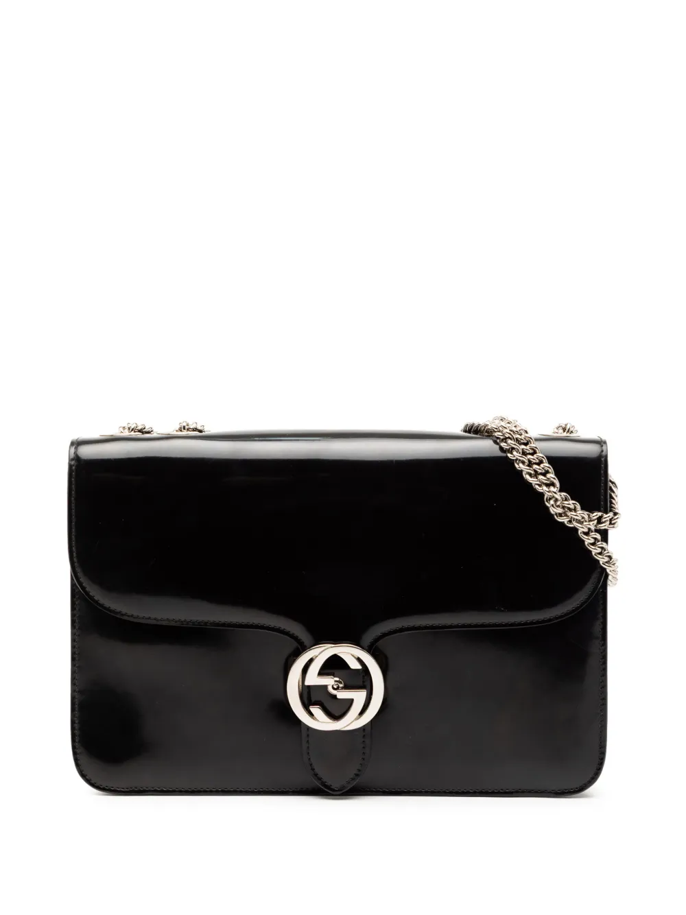 Gucci Pre-Owned 2000-2015 Medium Patent Dollar Interlocking G crossbody bag - Nero