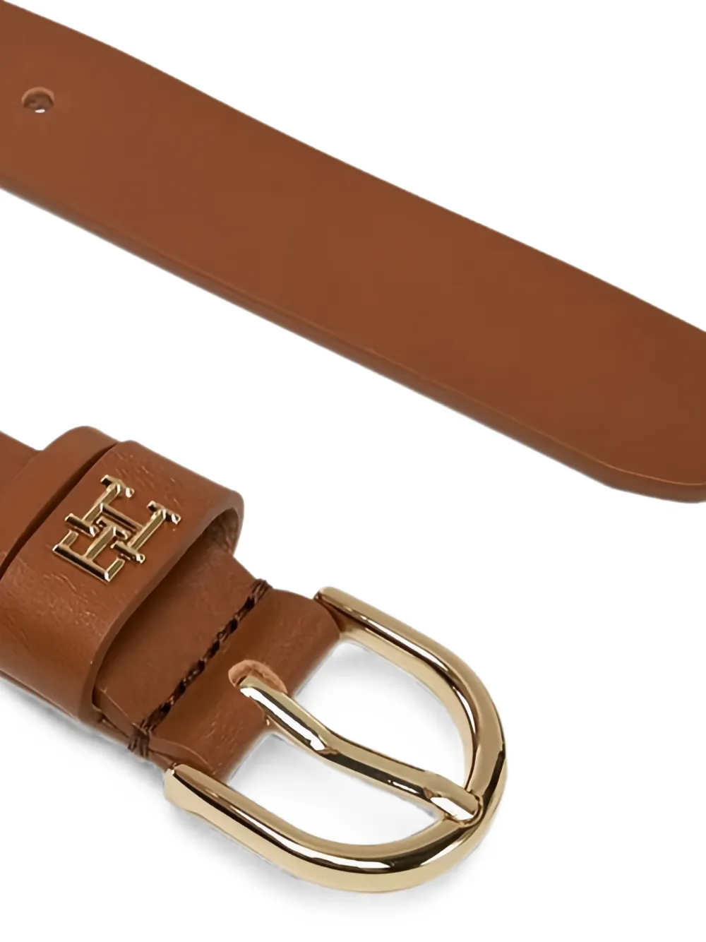 Tommy Hilfiger Essential TH leren riem met logoplakkaat Bruin