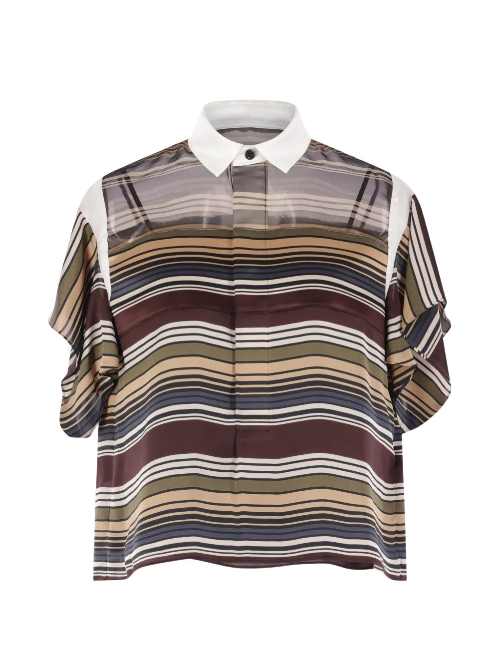 sacai striped ruffled shirt - Marrone