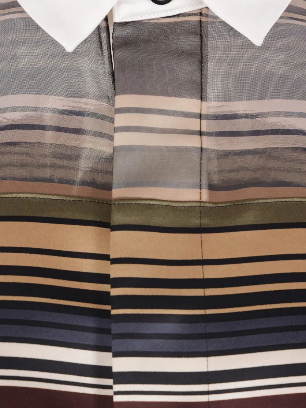  Sacai Striped Ruffled Shirt - Brown 