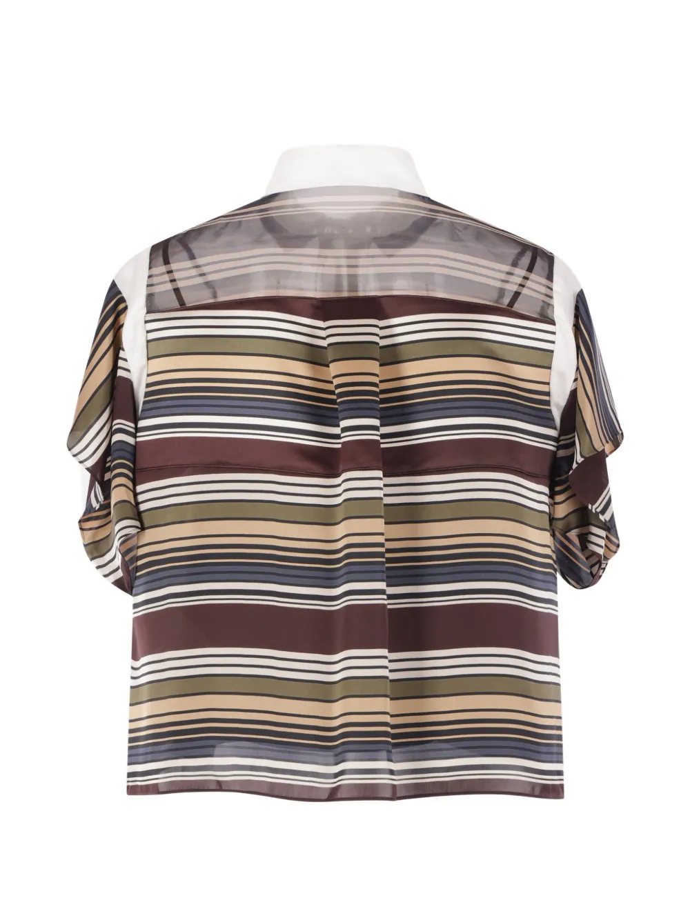  Sacai Striped Ruffled Shirt - Brown 