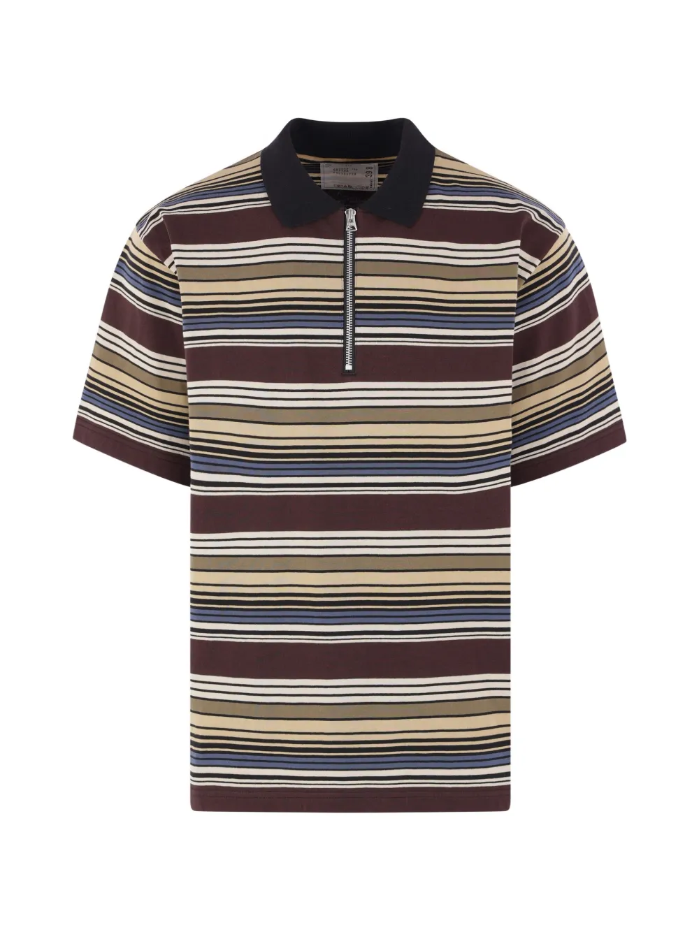 Sacai Striped Polo Shirt In Brown