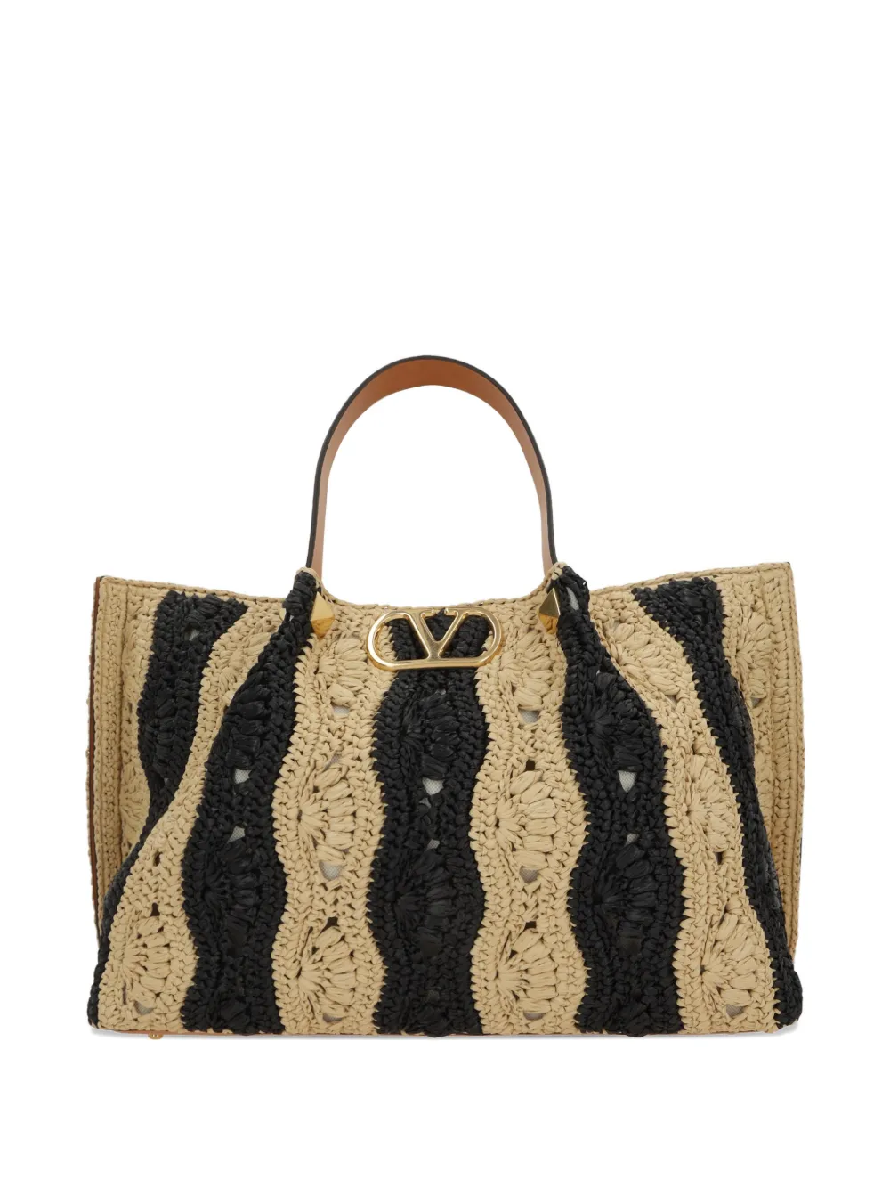 Valentino Garavani striped woven tote bag - Toni neutri
