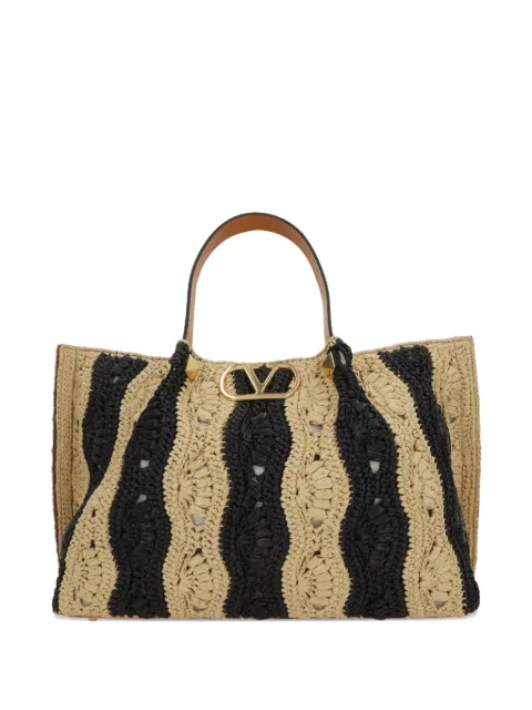 Valentino Garavani striped medium woven tote bag