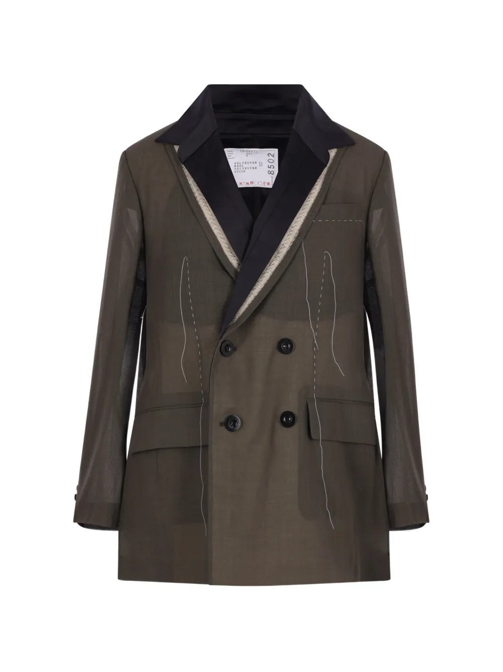 sacai double-breasted pleated jacket - Braun