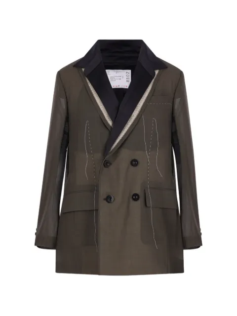sacai double-breasted pleated jacket