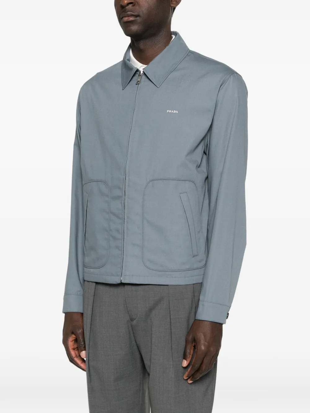  Prada Chaqueta Con Logo Triangular - Gris 