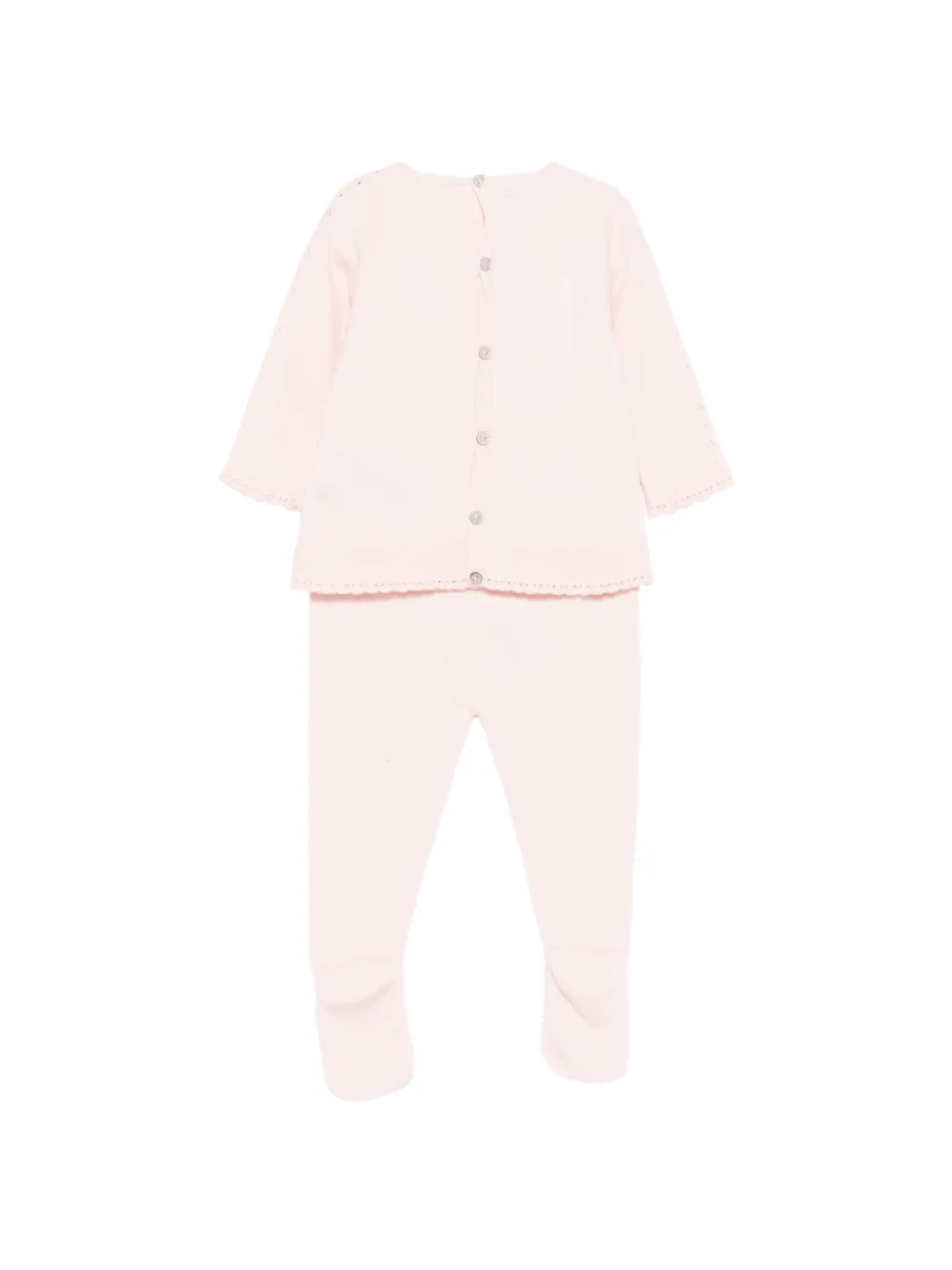  Paz Rodriguez Knitted Scalloped-trim Trousers Set - Pink 
