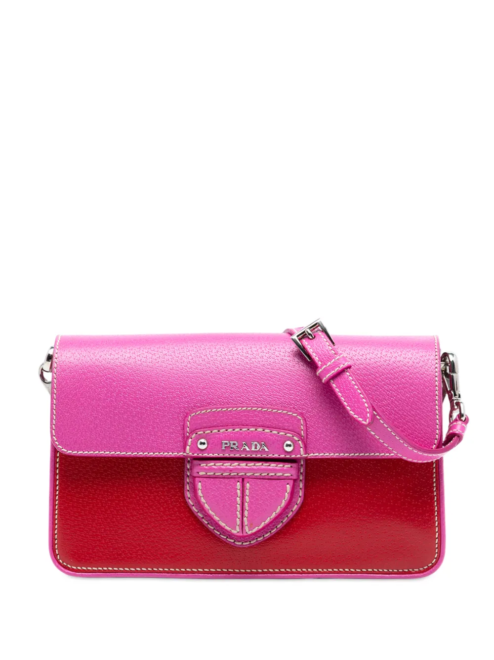 Prada Pre-Owned 2000-2025 Bicolor Cinghaile Flap crossbody bag - Rosso