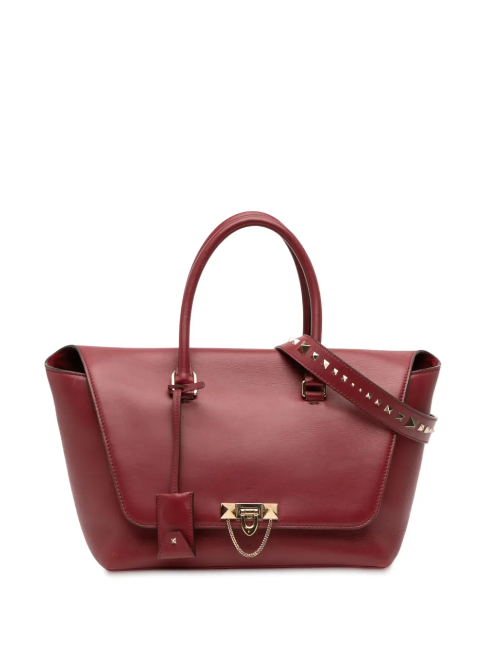 Valentino Garavani Pre-Owned 2000-2025 Leather Rockstud Demilune satchel - Rosso