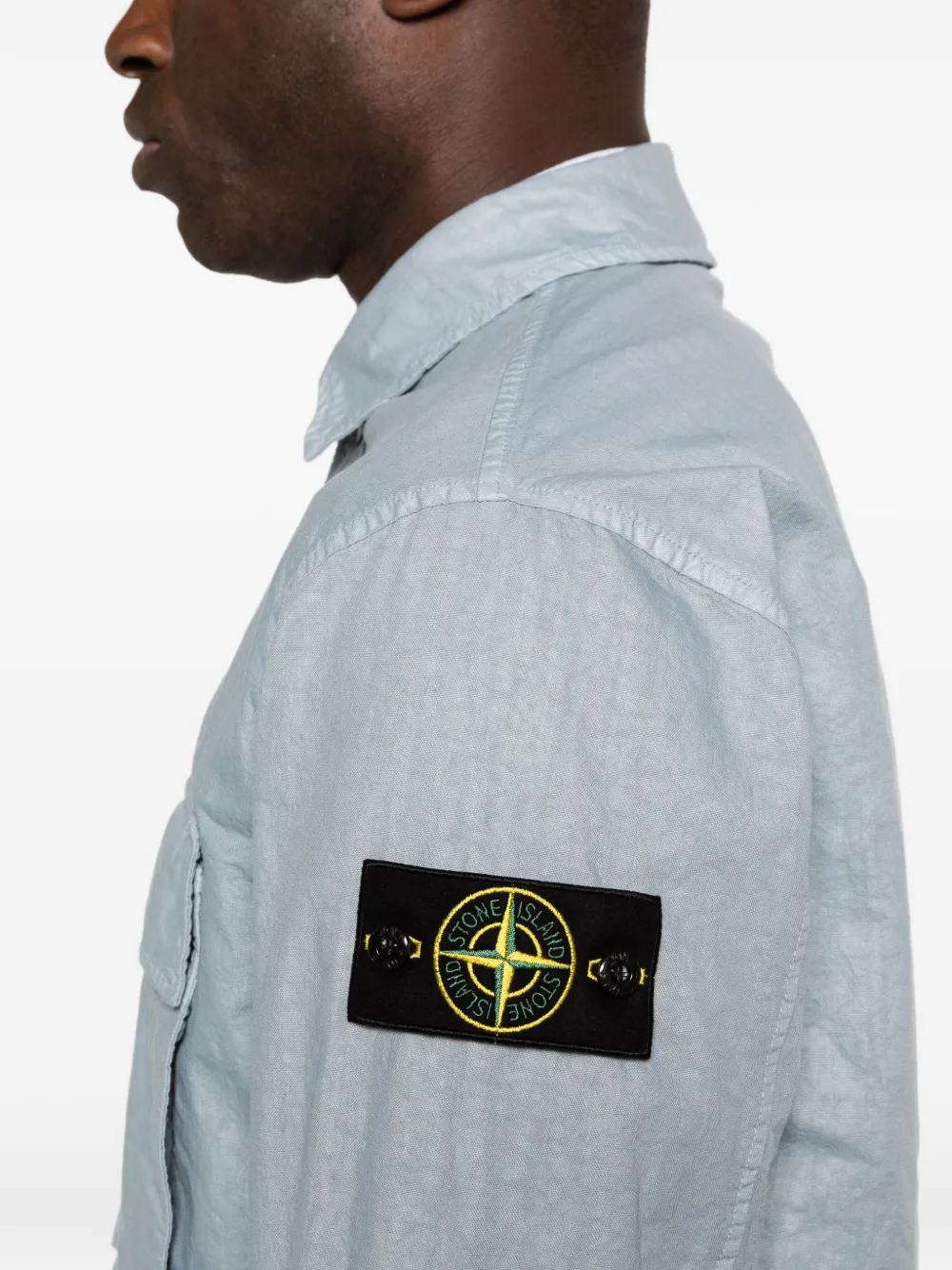 Stone Island 1200003 Panama-TC nylon shirtjack met organische look Blauw