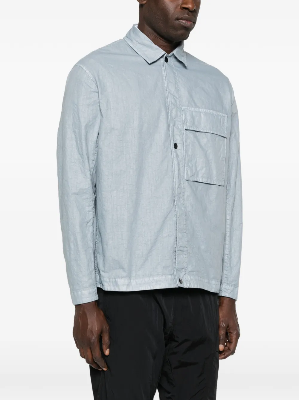 Stone Island 1200003 Panama-TC nylon shirtjack met organische look Blauw