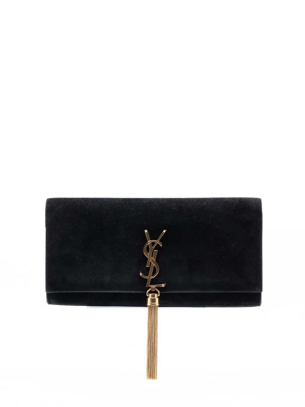 Saint Laurent Pre-Owned 2013-2025 Suede Monogram Kate Tassel clutch bag - Nero