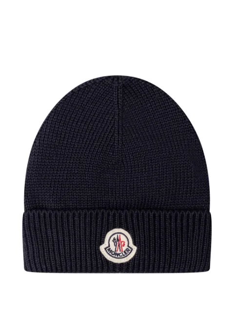 Moncler Enfant gorro tejido con parche del logo