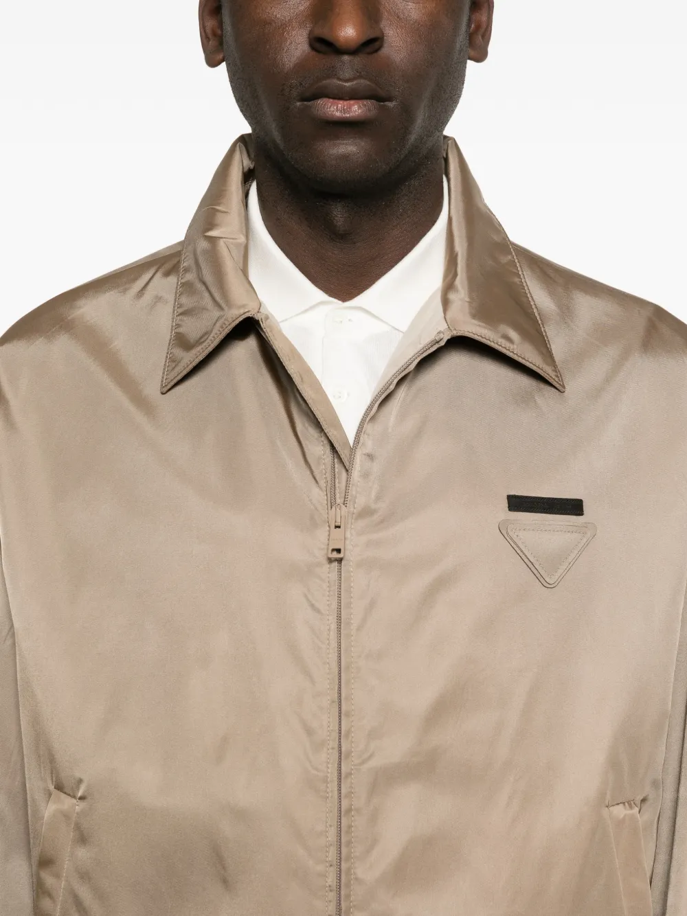 Prada Re-Nylon jack met rits Beige