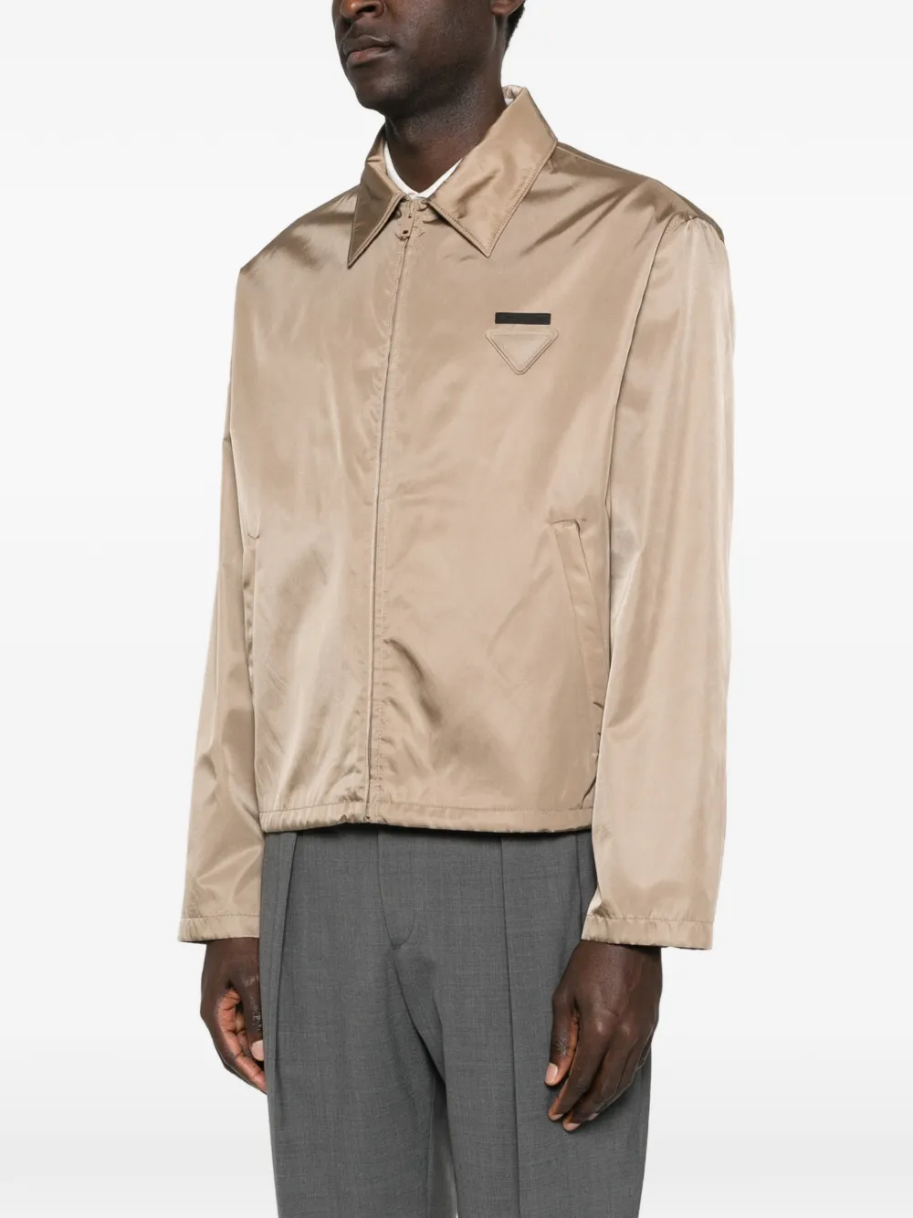 Prada Re-Nylon jack met rits Beige