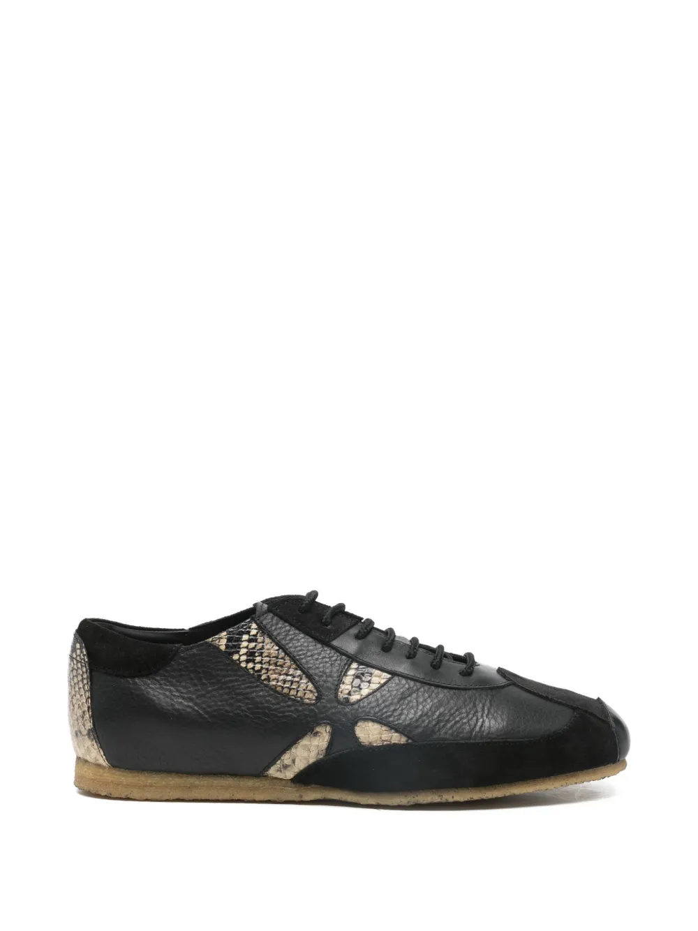 Stefan Cooke slashed embossed leather sneakers Zwart