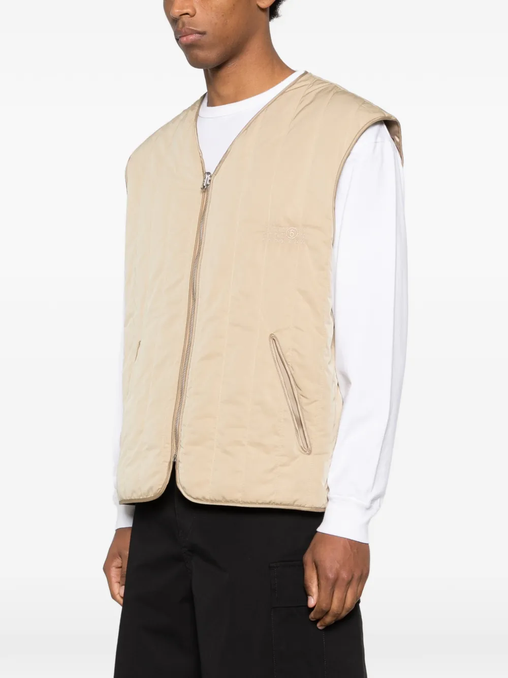 MM6 Maison Margiela Gilet met zijzak Beige
