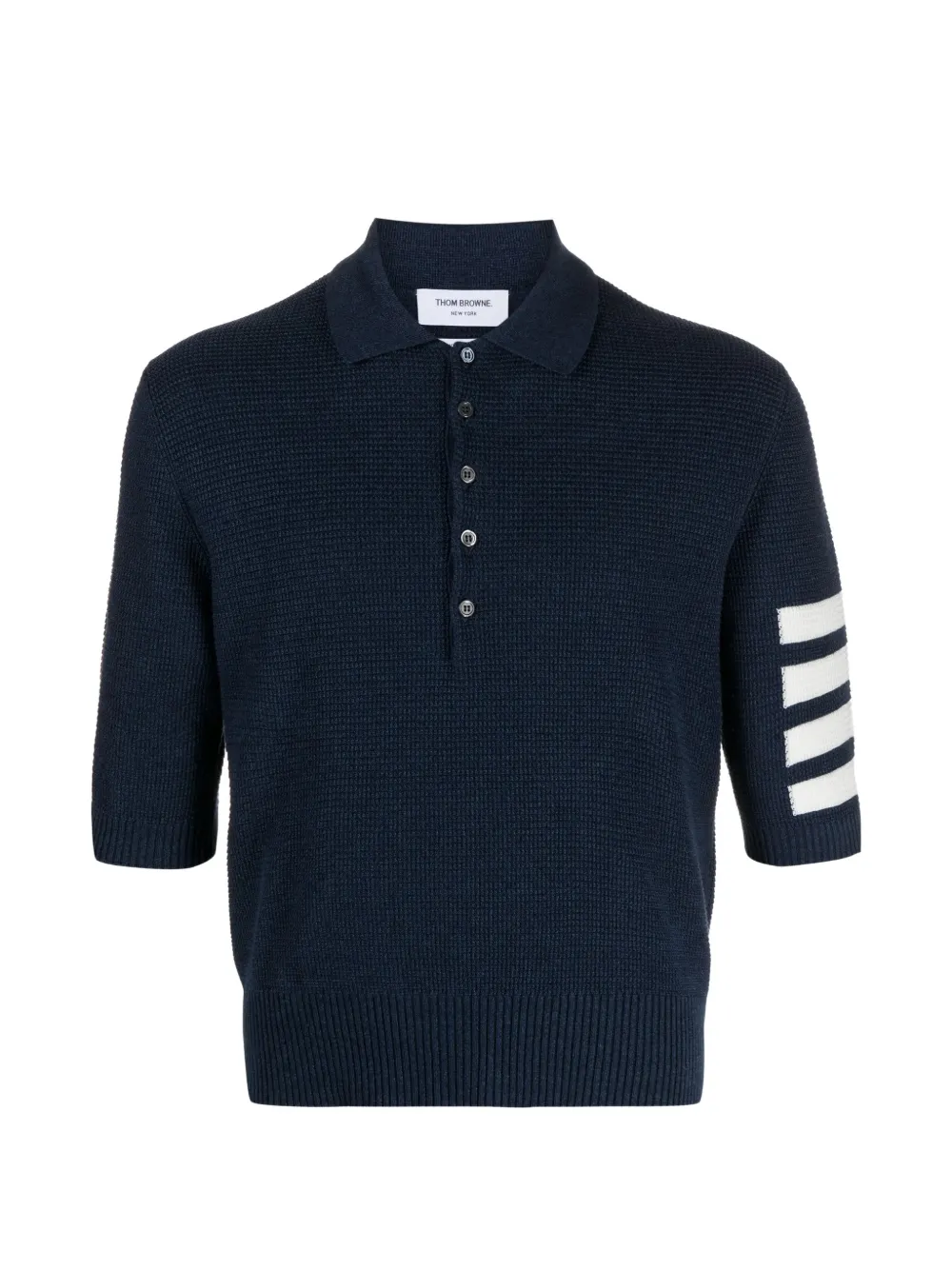 Thom Browne striped knitted polo shirt - Blu