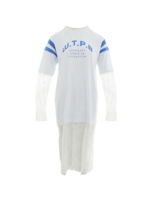 pushBUTTON lace-panelled layered T-shirt