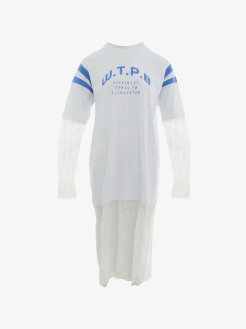 pushBUTTON t-shirt à empiècements en dentelle et effet de superposition