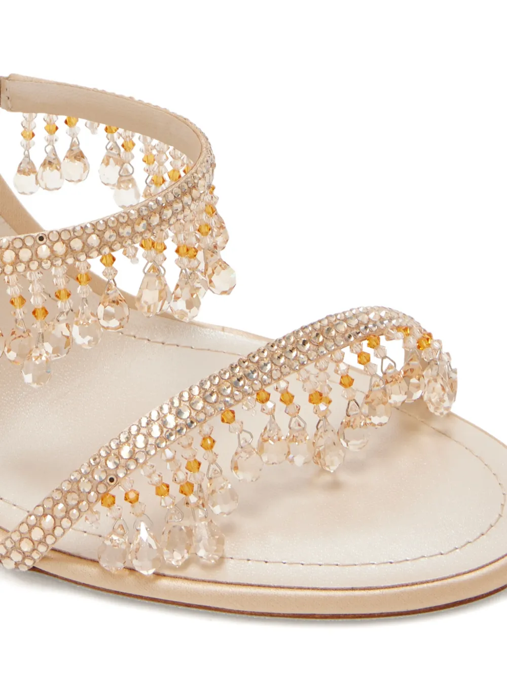 René Caovilla 100 mm Chandelier sandalen met kristallen Beige