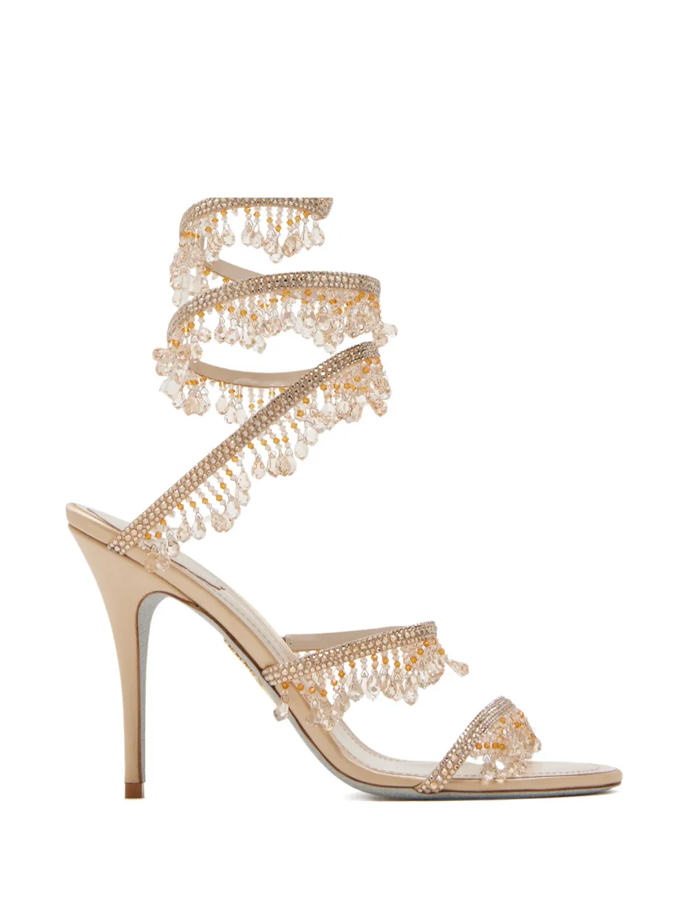 René Caovilla 100 mm Chandelier sandalen met kristallen Beige