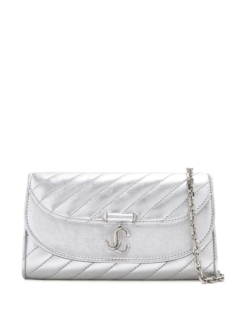 Jimmy Choo Curve quilted clutch bag - Argento