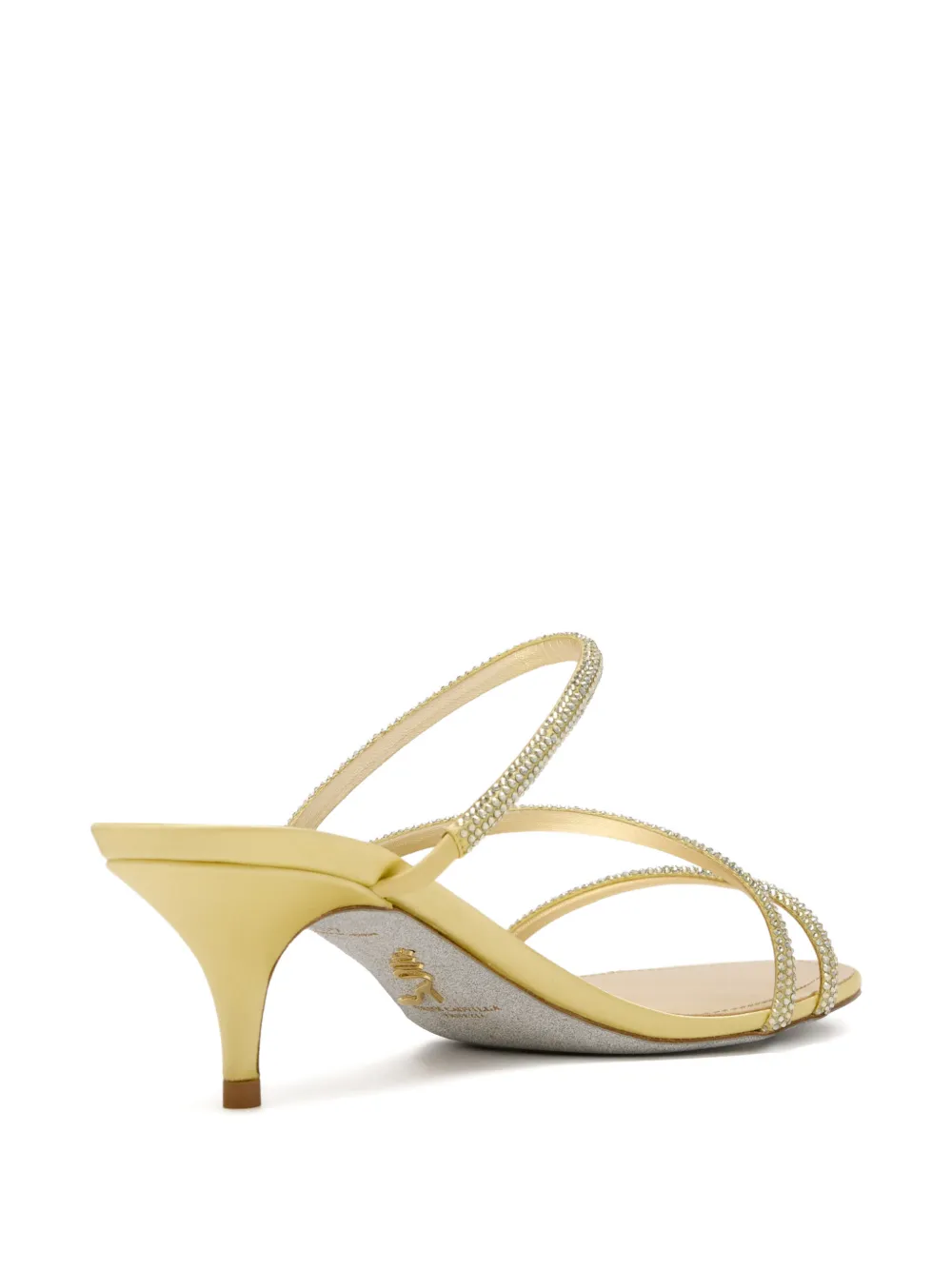 René Caovilla Cleo embellished-strap kitten-heel sandals Goud