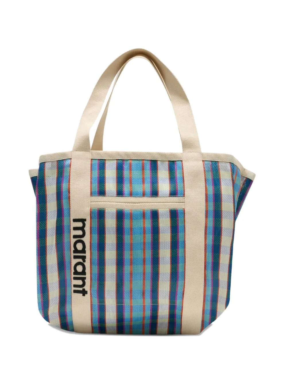 ISABEL MARANT Darwen two-handle striped tote bag - Blu