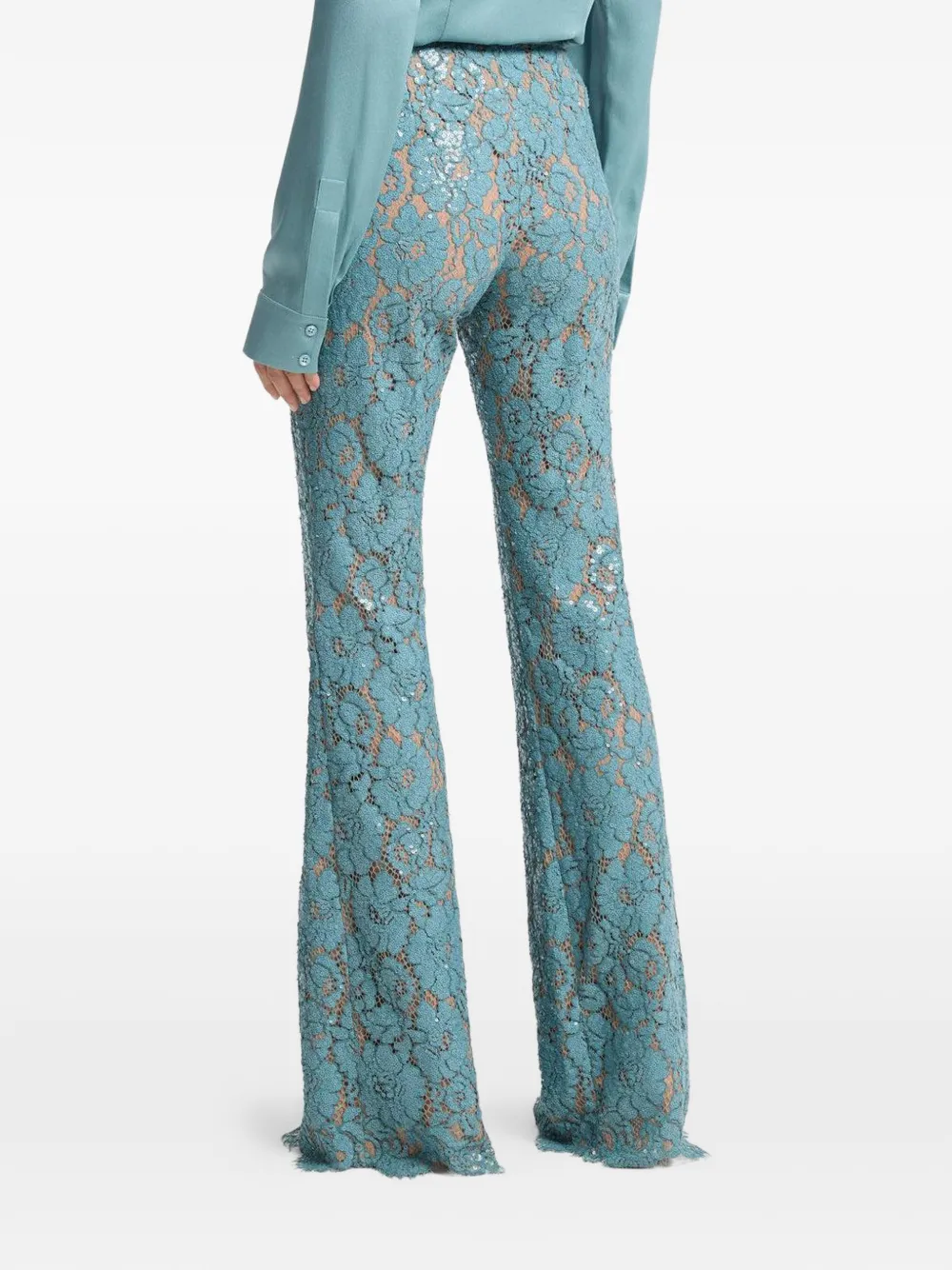  Michael Kors Collection Embroidered Flared Trousers - Blue 