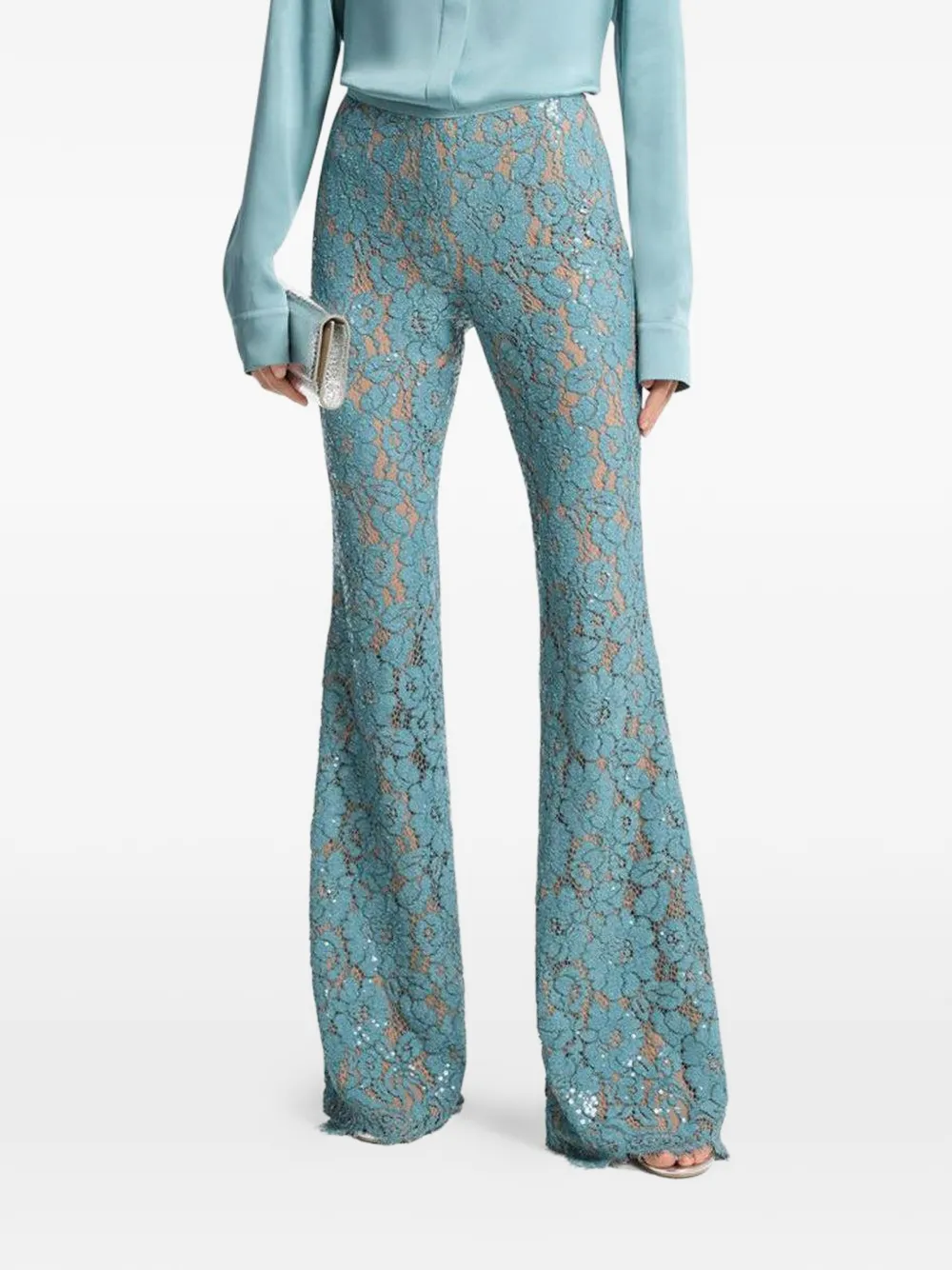 Michael Kors Collection embroidered flared trousers - Blu