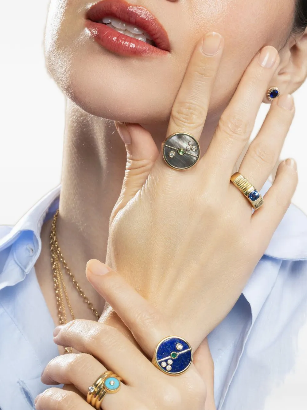  Retrouvaí Compass Multi-stone Ring - Gold 