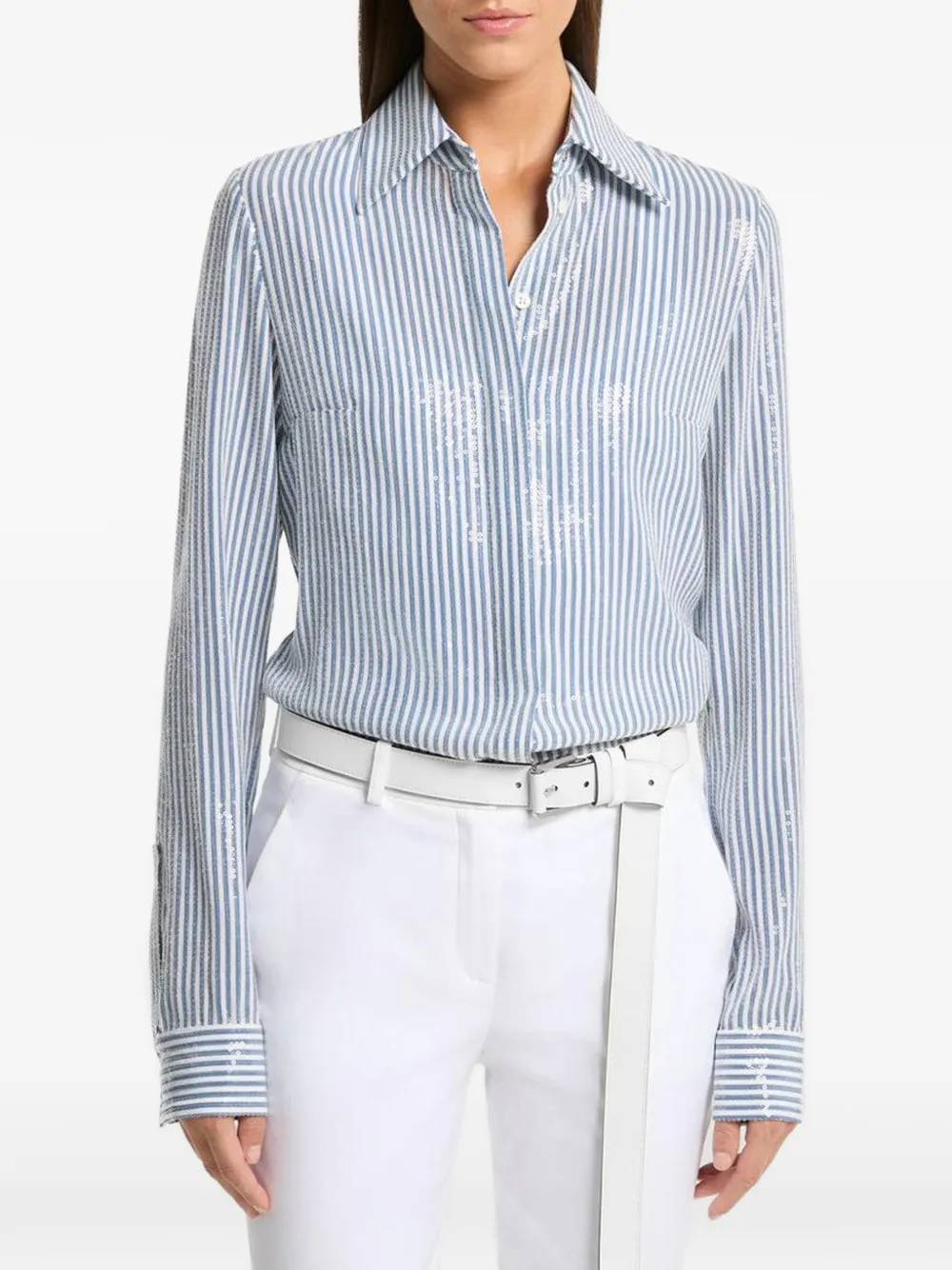  Michael Kors Collection Camisa A Rayas - Azul 