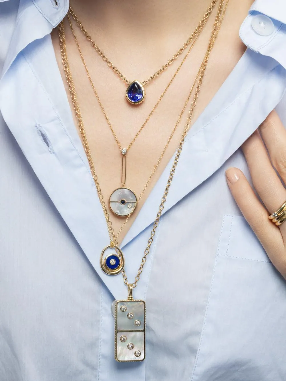 Retrouvaí multi-stone compass-pendant necklace - Oro