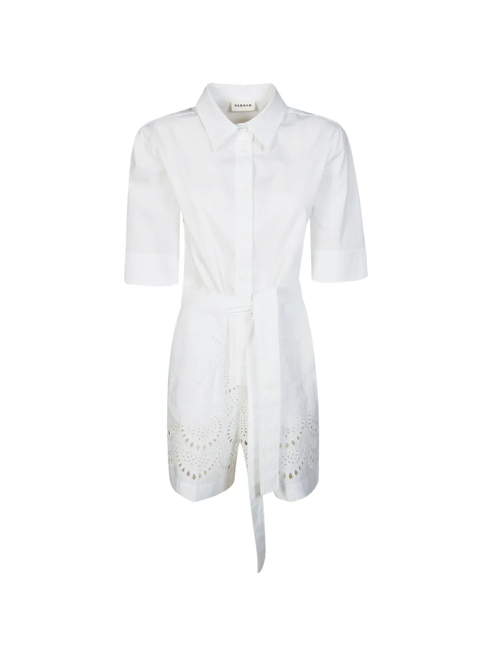 P.a.r.o.s.h Belted Eyelet Playsuit In White