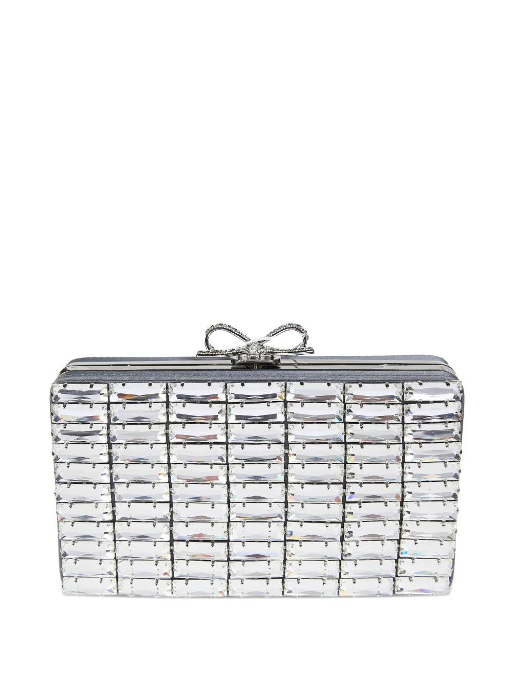 Self-Portrait bow-detail clutch bag - Grigio